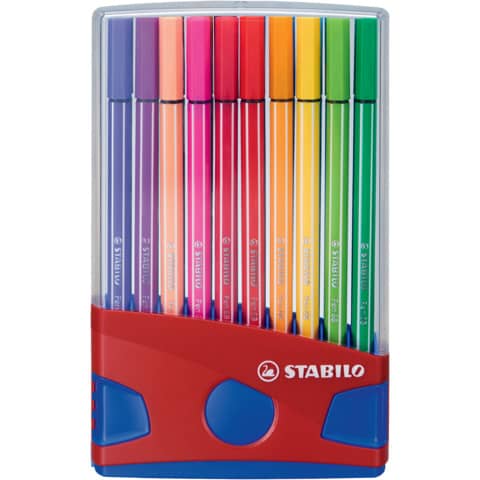 Fasermaler Pen 68 ColorParade, rot/blau mit 20 Stiften STABILO 6820-04