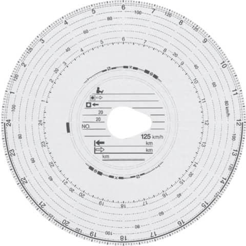 Tachoscheibe - 125 km/h Automatik, Ø12cm, 100 Blatt RNK 3101