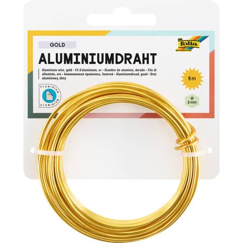 Basteldraht Aluminium, 2mmx5m, gold FOLIA 79665