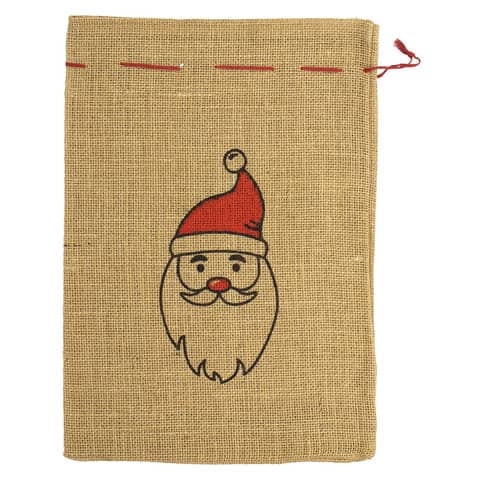 Weihnachts-Jutesack Santakopf, 25x35cm, natur  12328