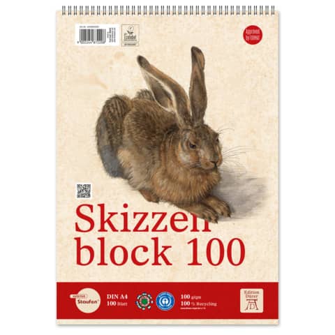 Skizzenblock, A4, 100g/m², 100 Blatt, weiß EDITION DÜRER 040900000