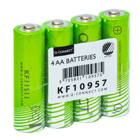 Batterie Alkali-Mangan, LR6/AA/Mignon, 4 Stück Q-CONNECT KF10957