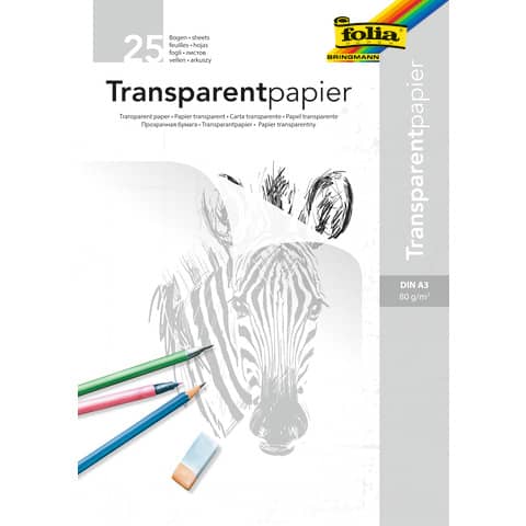 Transparentpapierblock, A3, 80g/m², 25 Blatt FOLIA 8050/25