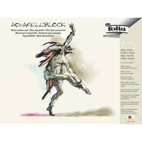 Aquarellblock, 24 x 32 cm, 200g/m², 10 Bogen FOLIA 8332