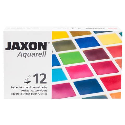 Aquarellfarbkasten 1/2 Näpfe, 12 Stück, sortiert JAXON 89912