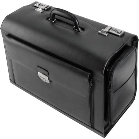 Pilotenkoffer VERONA, 48 x 30,8 x 21,5 cm, Leder, schwarz ALASSIO 45057