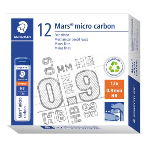 Feinmine Mars® micro carbon 250 H, 0,7mm, schwarz, 12 Stück STAEDTLER 250 09-B