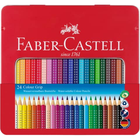 Farbstiftetui Colour Grip, 24er Metalletui FABER CASTELL 112423