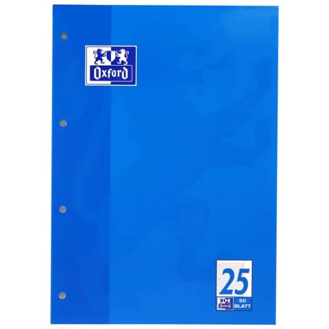 Schulblock, A4, 90g/m², 50 Blatt, Lin.25, liniert mit Rand/rechts OXFORD 100050350