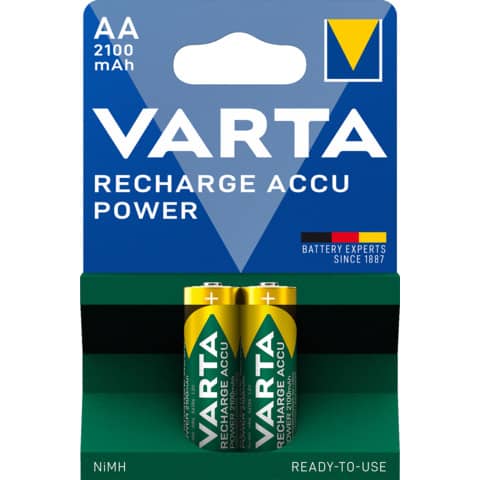 Batterie Akku Power, HR06/AA/Mignon, NiMH 2100mAh, 2 Stück VARTA 56706101402