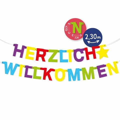 Girlande Papier BIRTHDAY FUN "Herzlich Willkommen" TRENDHAUS 962324