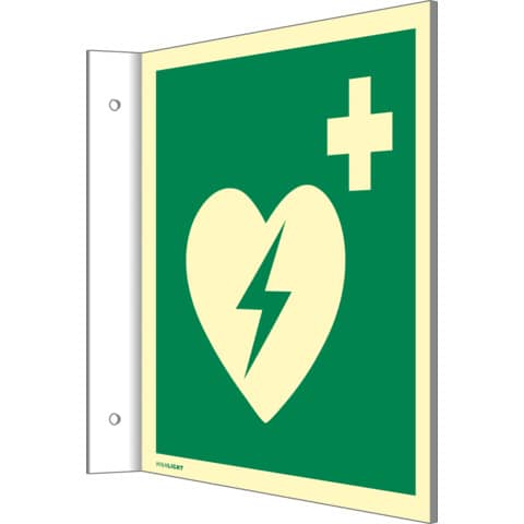 Schild Fahnenschild Defibrillator, 148x148mm MOEDEL 99567