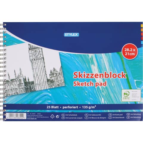 Skizzenblock, A4, 135g/m², 25 Blatt
 TOPPOINT 28692