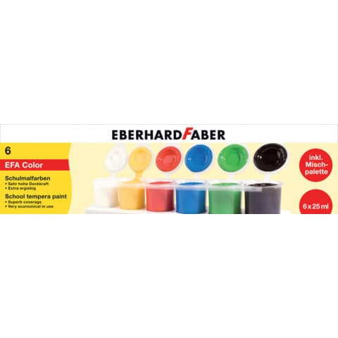 Schulmalfarbe Set, 25ml, 6 Stück, sortiert EBERHARD FABER 575506