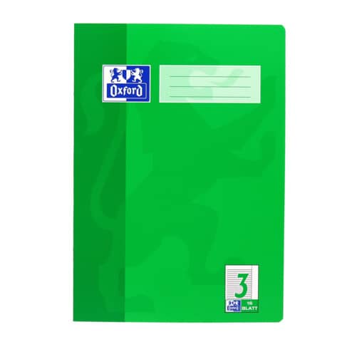 Heft, A4, 90g/m², 16 Blatt, Lin.3, liniert mit Rand, grün OXFORD 100050364