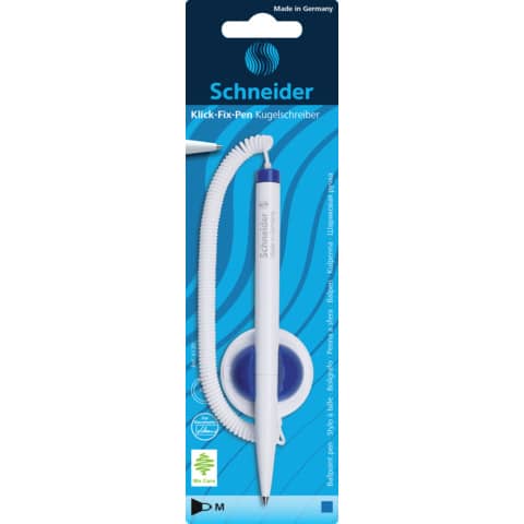 Kugelschreiber Klick-Fix-Pen, M, blau, Schaftfarbe: weiß-blau SCHNEIDER SN4120