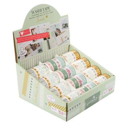 Klebefilm Washi Tape, 15mmx3m, 4 Rollen, sortiert GOLDBUCH 10 629