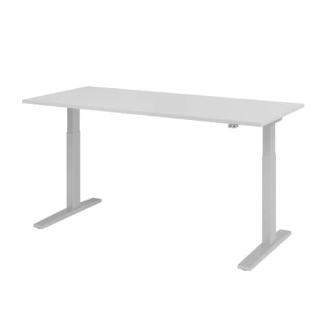 Schreibtisch C-Fuß - 180 x 70-120 x 80cm, elektrisch höhenverstellbar, grau/silber HAMMERBACHER MONT.VXMKA19/5/S