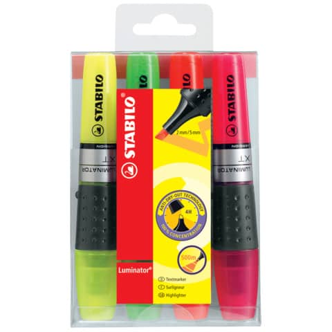 Textmarker LUMINATOR®, 2-5mm, Etui mit 4 Stiften STABILO 71/4