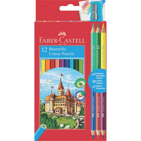 Farbstifte ECO 12+3 Bicolor, sortiert FABER CASTELL 110312