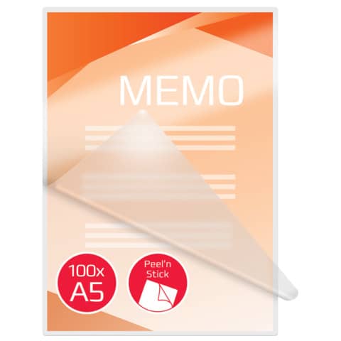 Laminiertasche Peel'n'Stick, A5, 125 Micron, glänzend, 100 Stück, glasklar GBC 3747244