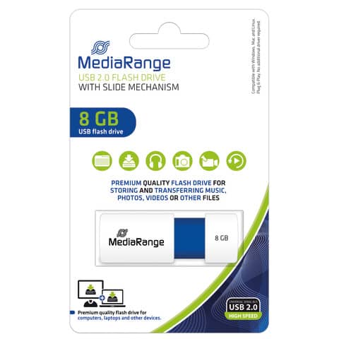 USB Stick 2.0, 8GB, blau MEDIARANGE MR971