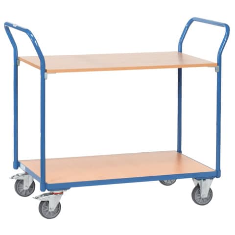 Tischwagen bis 200 kg, mit 2 Böden aus Holz 1000 x 600 mm FETRA 1602
