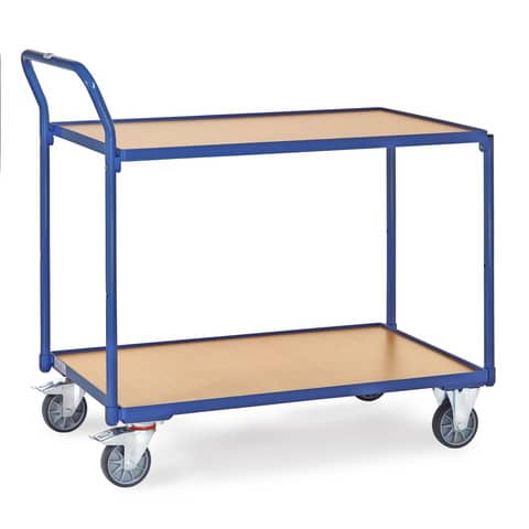 Tischwagen bis 300 kg, mit 2 Böden aus Holz 850 x 500 mm FETRA 2740