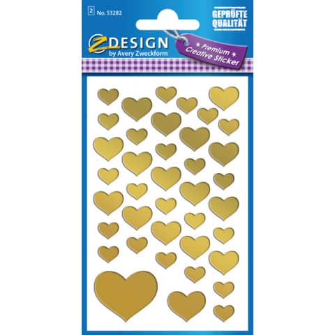 Sticker Herzen gold, 96 Stück AVERY ZWECKFORM 53282