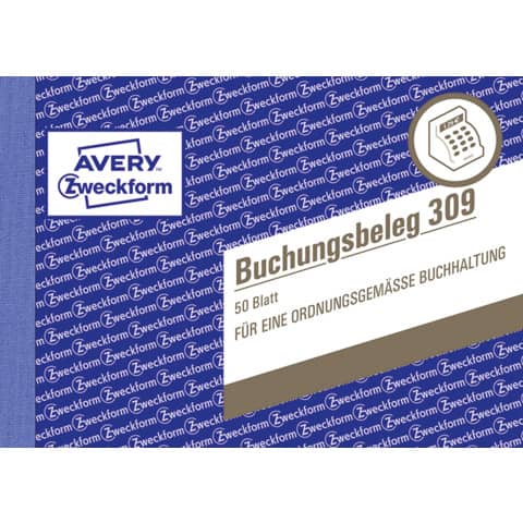 Buchungsbeleg, A6 quer, 50 Blatt AVERY ZWECKFORM 309