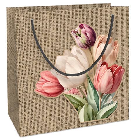 Ostertragetasche Tulpe, 21 x 20 x 8 cm, Packpapier BY NATURE 4012-24303