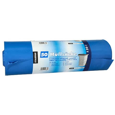 Müllsack 120 Liter, LDPE 45 my blau   50 Stück STARPAK 12388