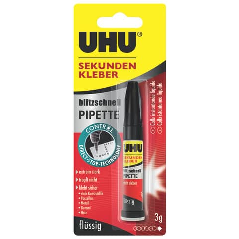 Sekundenkleber blitzschnell PIPETTE, Pipette mit 3 g UHU 45570