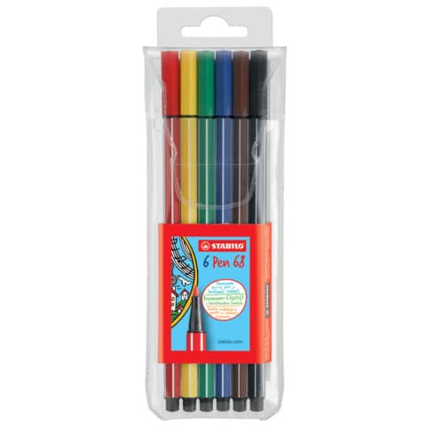 Fasermaler Pen 68 Etui, mit 6 Farben STABILO 6806/PL