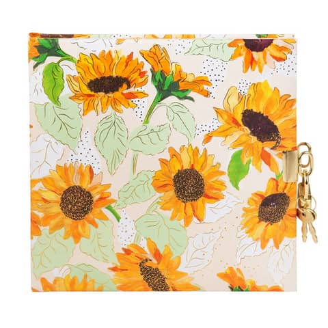 Tagebuch Sunflower white mit Schloss, 16,5x16,5cm TURNOWSKY 44 549