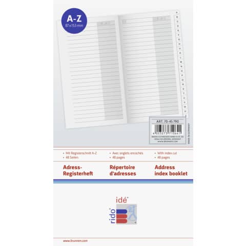 Ersatzeinlage Mini Adresse 8,7 x 15,3cm   Anschriften A-Z RIDO 7045790