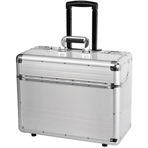 Pilotenkoffer mit Trolleysystem OMEGA, 48 x 23 x 38cm, Alu, glatt, silber ALUMAXX 45122