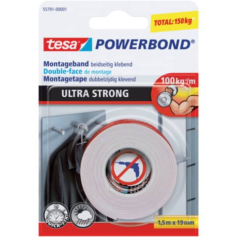 Montageband Powerbond® Ultra Strong, 1,5 m x 19 mm TESA 55791-00001-00