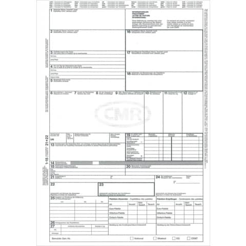 CMR-Frachtbrief für internationalen Straßengüterverkehr, SD, A4 RNK 2100L