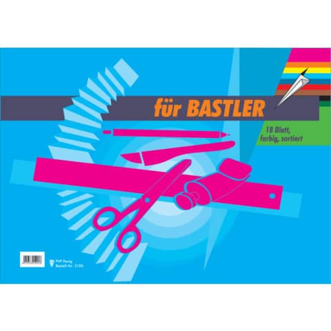 Bastelmappe Buntpapier sortiert   A3 18BL PVP 3105