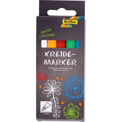 Kreidemarker, 1-2mm, 5 Stück, sortiert FOLIA 390509
