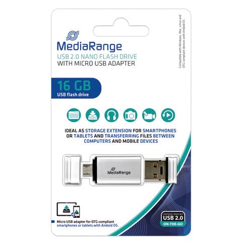 USB Stick 2.0+MicroUSB, 16GB,  /VER49821 MEDIARANGE MR931-2