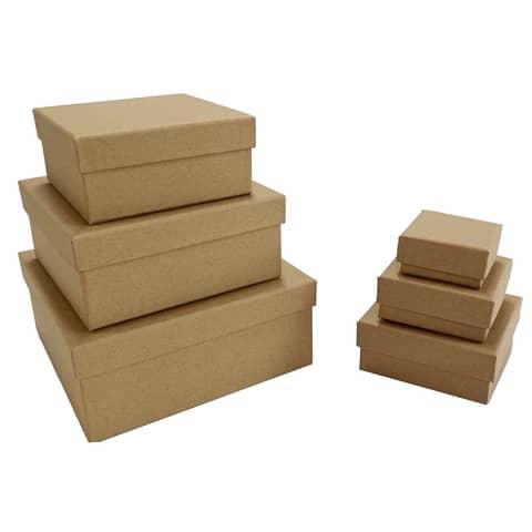 Geschenkkarton natur Packpapier 6 teilig Quadrat  52558