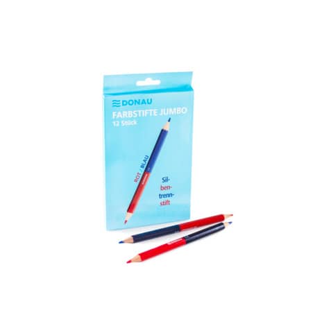 Farbstift-Silbenstift Jumbo Dickkern, Blister, rot/blau DONAU 3811101-04