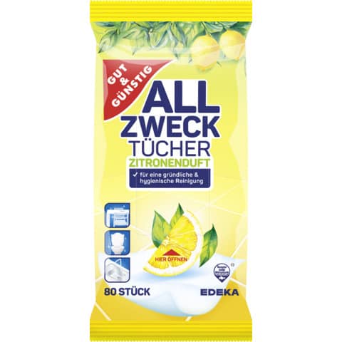 Reinigungstuch Allzweck Citrus, 80 Stück GUT & GÜNSTIG 4256151000