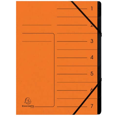 Ordnungsmappe mit Gummizug, innen schwarz, 7 Fächer, A4 orange EXACOMPTA 540704E