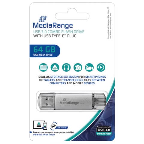 USB Stick 3.1+TypeC 2in1, 64 GB  /00124163 MEDIARANGE MR937