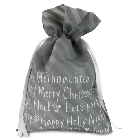 Weihnachtssack mit Text, 45x30cm, grau  19635