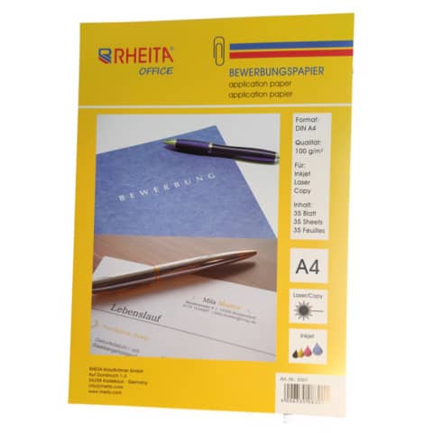 Bewerbungspapier, A4, 100g/m², 35 Blatt, weiß RHEITA 8301