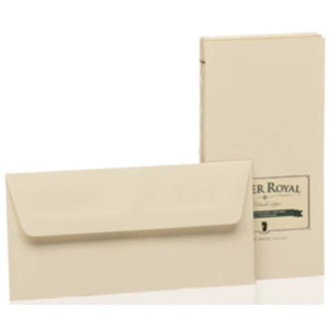 Briefumschlag Paper Royal, DIN lang, 100g/m², SF, nassklebend, 20 Stück, chamois RÖSSLER 2033831008